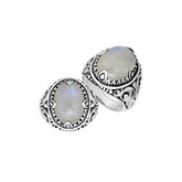 Sterling Silver Rainbow Moonstone Oval Balinese Ring Handcrafted In Indonesia
